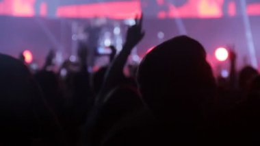 Seyirci bir konser telefon ve dalga üzerinde ellerini almak.