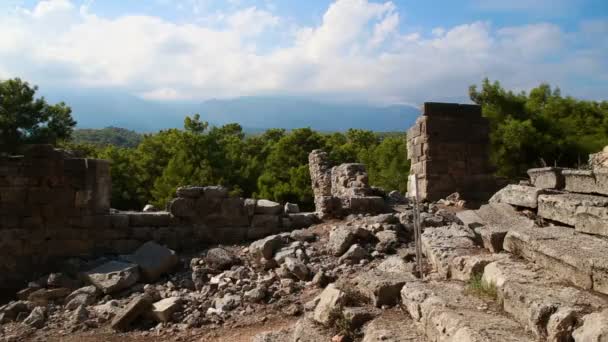 As ruínas da antiga cidade grega e romana — Vídeo de Stock