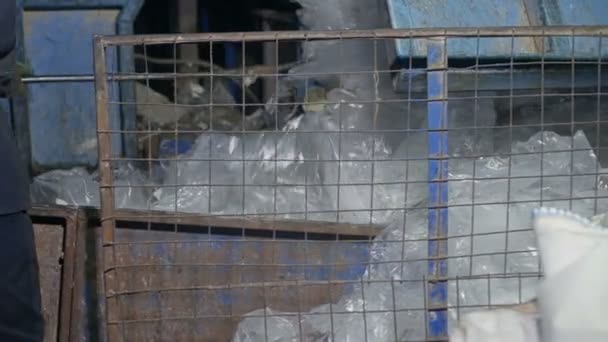 Fabbrica di utilizzo, società di riciclaggio dei rifiuti, rifiuti di polietilene — Video Stock