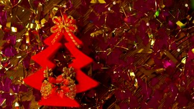 Ellerini yatıyordu masada, yeni yıl 2019, Noel, Noel Noel dekoratif ağaç ve yeşil Noel top