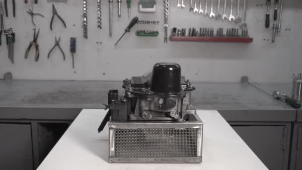 Transmisión Automática Del Coche Dsg Taller Antes Desmontar Hidromecánico — Vídeos de Stock