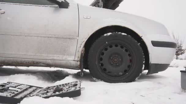 Probleem Winter Lancering Van Een Diesel Auto Bevriezing Van Kwalitatief — Stockvideo