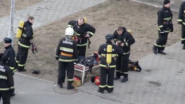 İtfaiye ekipman ve üniformalar koymak ve eğitim ve geçen standartları, bölümü, Bobruisk, Beyaz Rusya 27.02.19 için hazırlayın