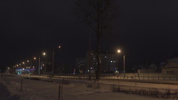 Nyår natt stad i ljus och belysning för nyår semester och jul — Stockvideo