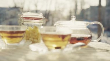 Natürmort meyve çay temiz havada