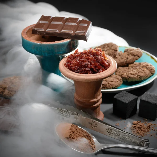 초콜릿 물 담 뱃 대 세트 — 스톡 사진
