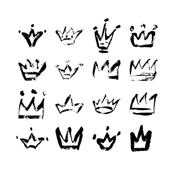 Colección de logotipo de corona dibujada a mano — Vector de stock