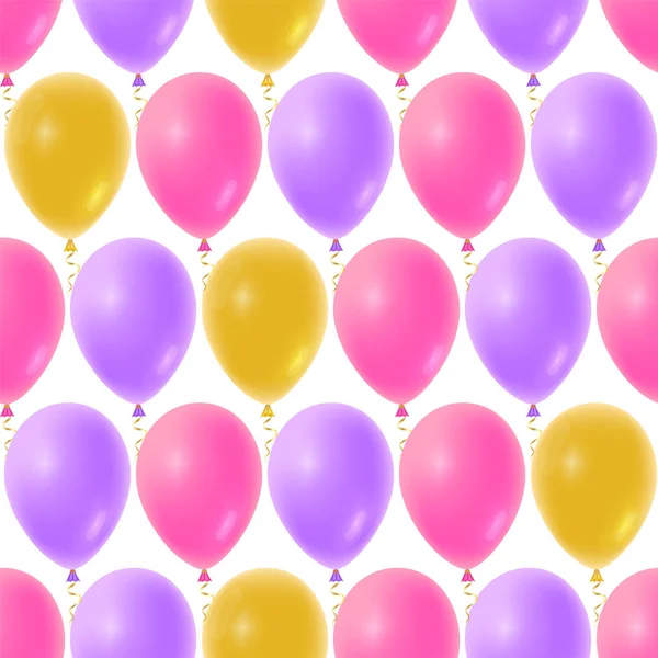Patrón de globos sin costura para fondo Baby Shower. Globo de cumpleaños realista flotando en el aire . — Vector de stock