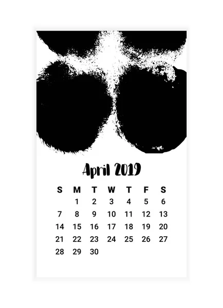 Ručně tažené kalendář 2019, duben měsíc koncepce designu. Vektorové ilustrace — Stockový vektor