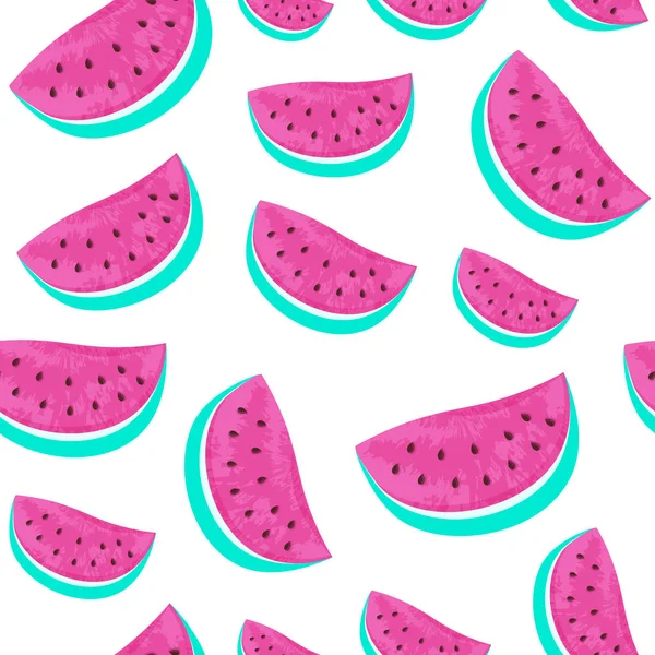 Nahtlose Wassermelonenmuster isoliert auf weißem Hintergrund. — Stockvektor