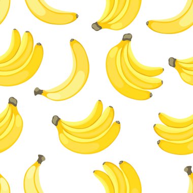 Sarı beyaz arka plan üzerinde izole muz Dikişsiz tropikal desen.