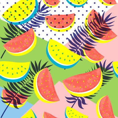 Dikişsiz karpuz yandan izole desen fırça backgro çizilmiş