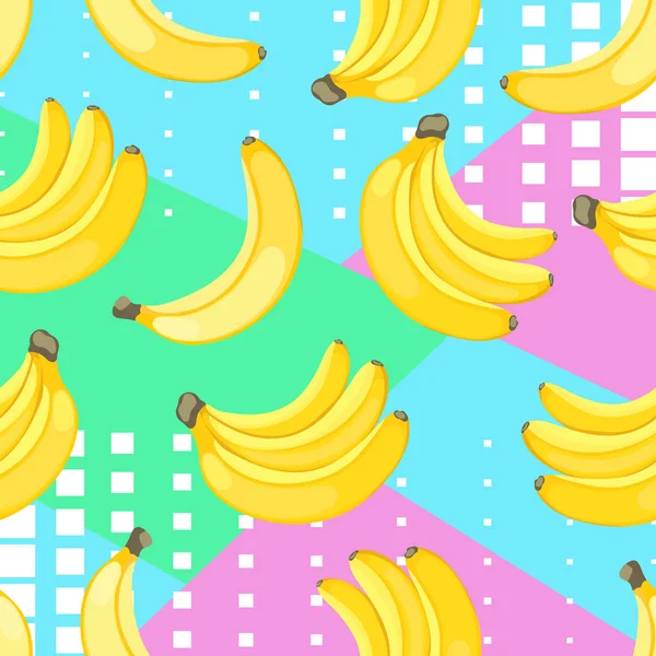 Seamless mönster av gula bananer på handritad randig bläck bakgrund. — Stock vektor