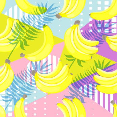 Dikişsiz desen çizgili sarı muz elle çizilmiş üzerinde mürekkep arka plan.