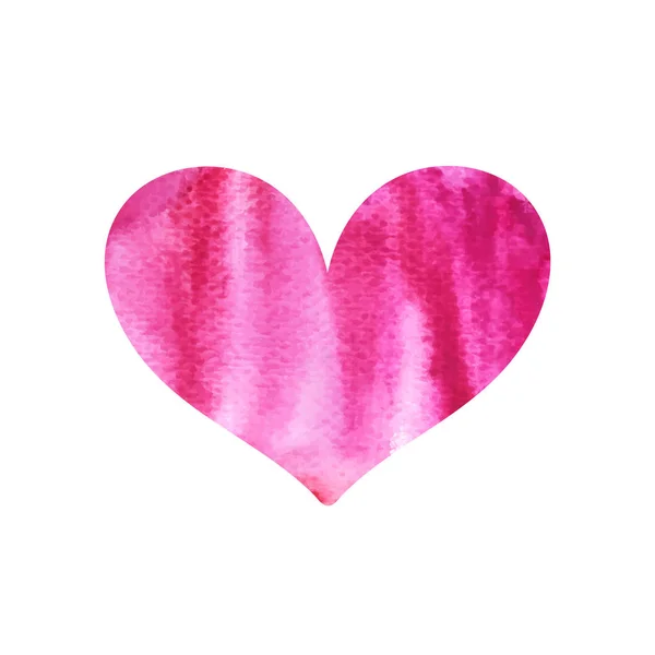 Acquerello disegnato a mano cuore rosa isolato su sfondo bianco. Elemento spazzola strutturato per San Valentino — Vettoriale Stock