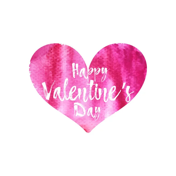 Tarjeta de felicitación feliz día de San Valentín con forma de corazón acuarela — Vector de stock