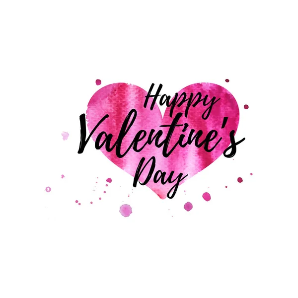 Boldog Valentin-nap-üdvözlőlap és akvarell szív alakú — Stock Vector