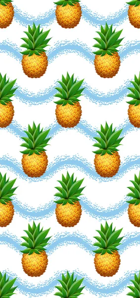 Bezszwowe wzór ananasa. Realistyczne kreskówka ananasy na wyciągnąć rękę Pędzel tła — Wektor stockowy