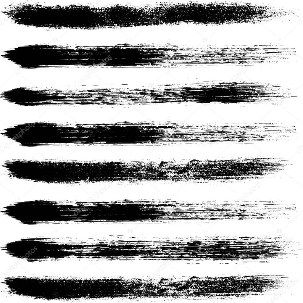 Textured Brush strokes background isolated on white. Ink brush stroke, grungy line elements