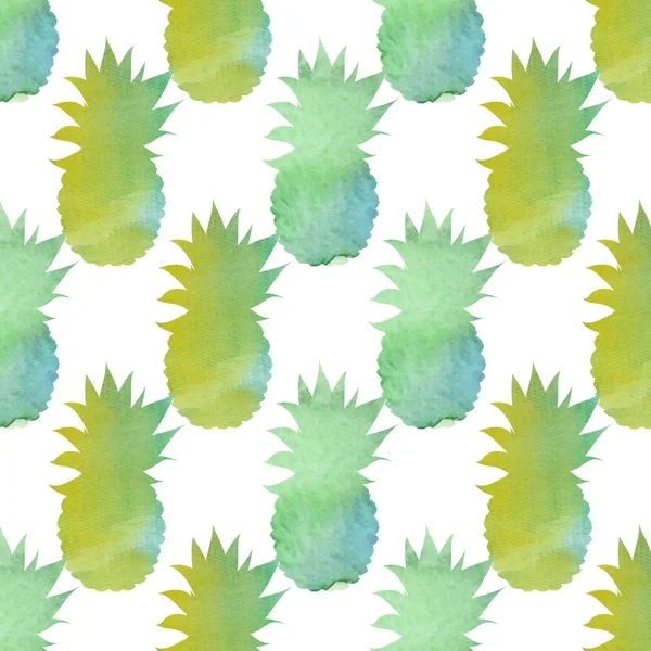 Watercolor pineapple seamless pattern. Abstract watercolour hand drawn background
