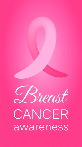 Roze lint te wereld Breast Cancer Awareness month. Heldere Brest kanker medische banner. — Stockvector