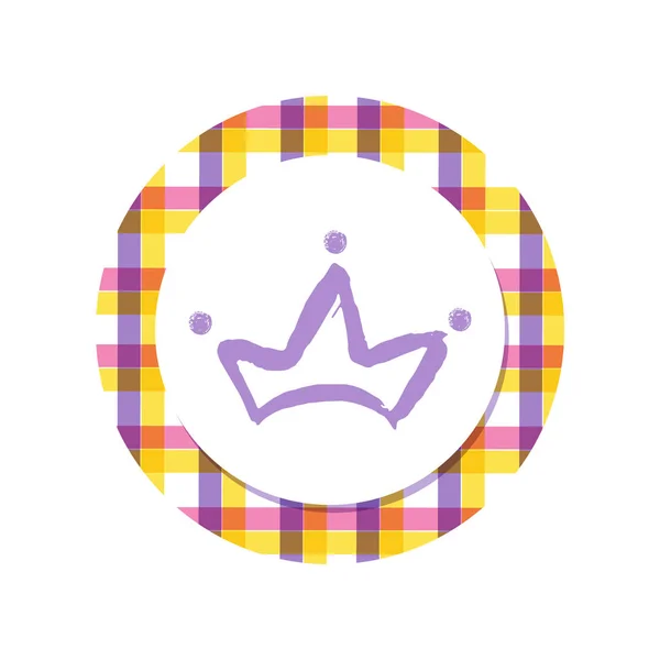 Icono de la corona dibujado a mano de dibujos animados para una pequeña princesa o príncipe. etiqueta de la ducha del bebé, etiqueta engomada — Vector de stock