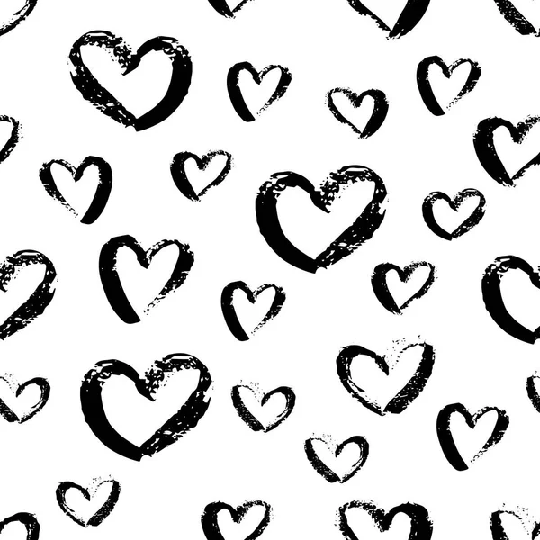 Seamless hand drawn hearts pattern. Cute Ink design for t-shirt, dress, cloths. — Stock Vector