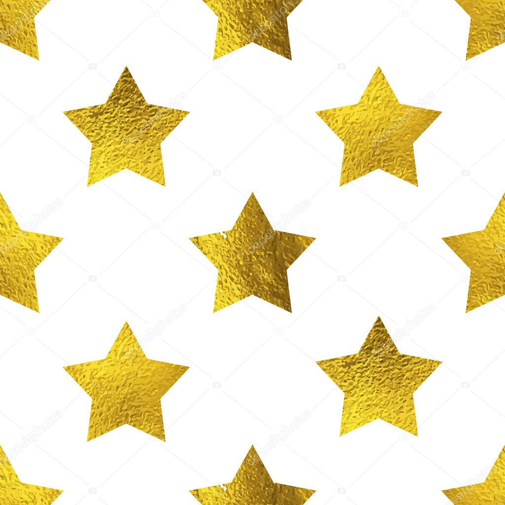Lovely pattern with Golden glitter stars isolated on white.