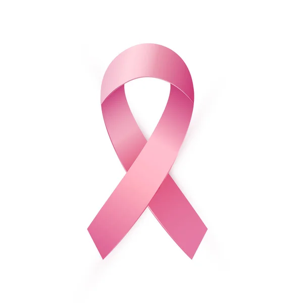 Cinta rosa para el mes mundial de concienciación sobre el cáncer de mama. Cinta rosa símbolo médico — Vector de stock