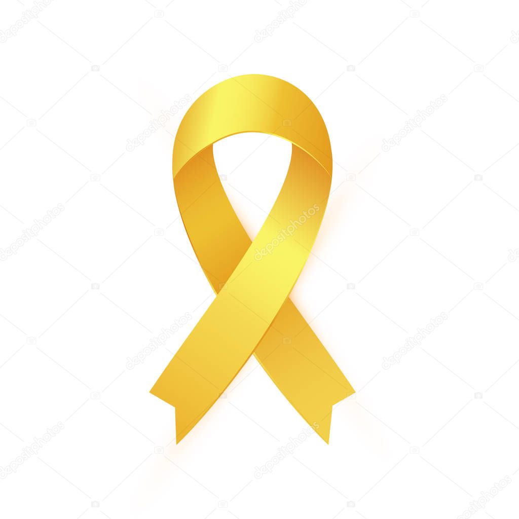 Gold Ribbon to Childhood Cancer Awareness Month. Yellow ribbon