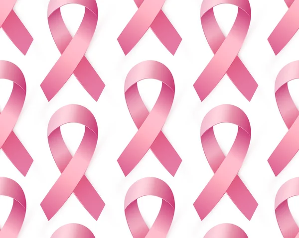 Cinta rosa realista patrón sin costuras para el mes de conciencia mundial del cáncer de mama . — Vector de stock