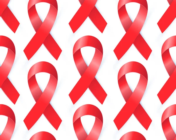 Cinta de conciencia roja realista para el Día Mundial del SIDA - 1 de diciembre . — Vector de stock