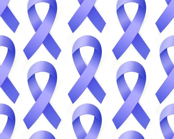 3D Blue ribbon naadloze patroon naar darmkanker en Colo-rectale kanker Awareness maand — Stockvector