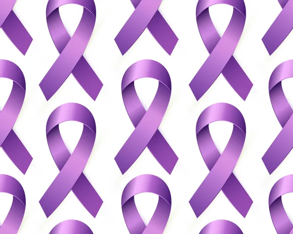 Realistische paarse bewustzijn lint naadloze patroon wereld Lupus dag. 3D-violet tape — Stockvector