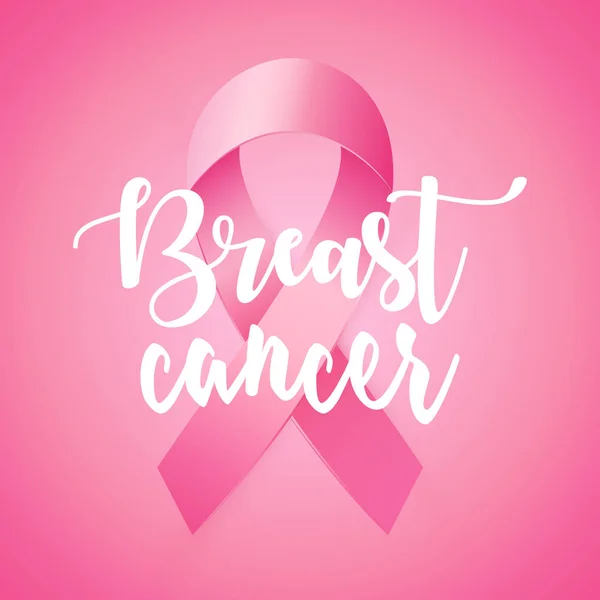 Roze lint te wereld Breast Cancer Awareness month. Heldere Brest kanker medische banner. — Stockvector