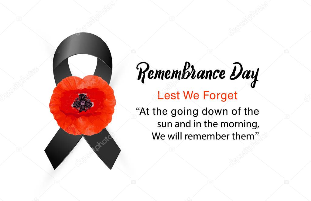 Remembrance Day vector card. Lest We forget.