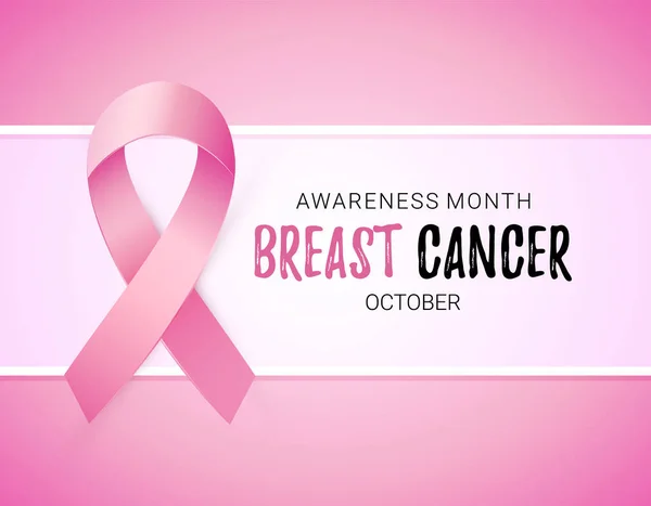 Roze lint te wereld Breast Cancer Awareness month. Heldere Brest kanker medische banner. — Stockvector