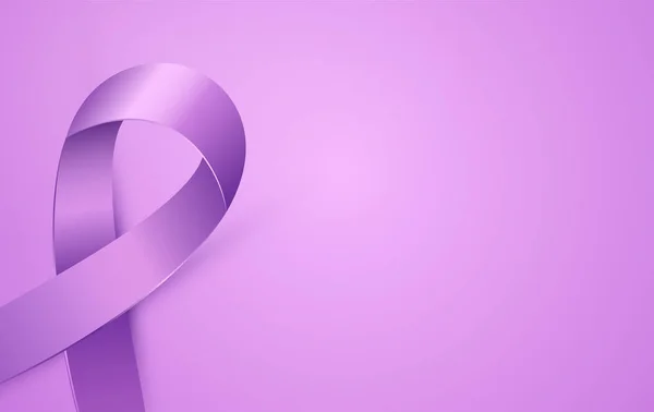 Fioletowa wstążka transparent na miesiąc świadomości raka trzustki świata — Wektor stockowy