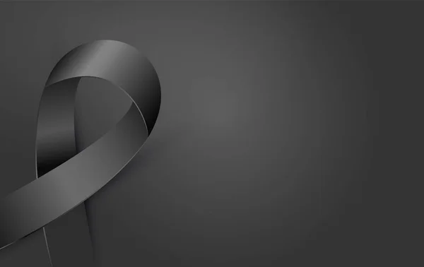 Ruban de sensibilisation noir affiche. Terrorisme, mort, deuil et mélanome icône — Image vectorielle