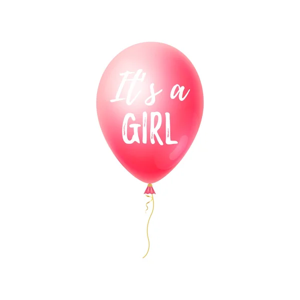 Its a Girl dengan 3d Balloon Baby Shower kartu. Kartu ucapan yang lucu, Undangan pesta . - Stok Vektor