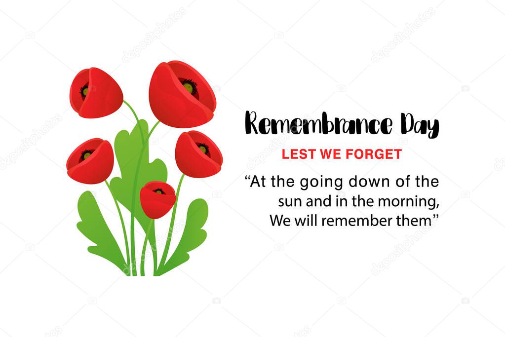 Remembrance Day vector card. Lest We forget.