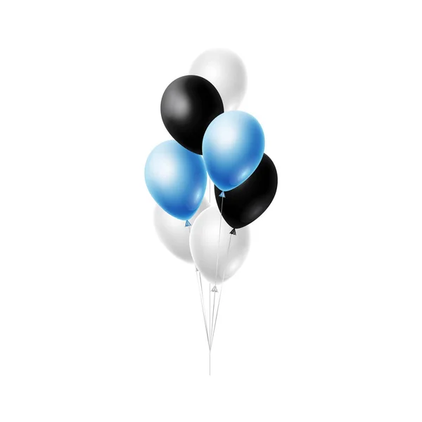 3d brillante manojo de globos de helio flotando en el aire aislado sobre fondo blanco — Vector de stock