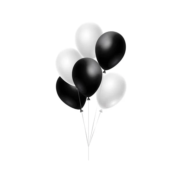 3d brillante manojo de globos de helio flotando en el aire aislado sobre fondo blanco — Vector de stock