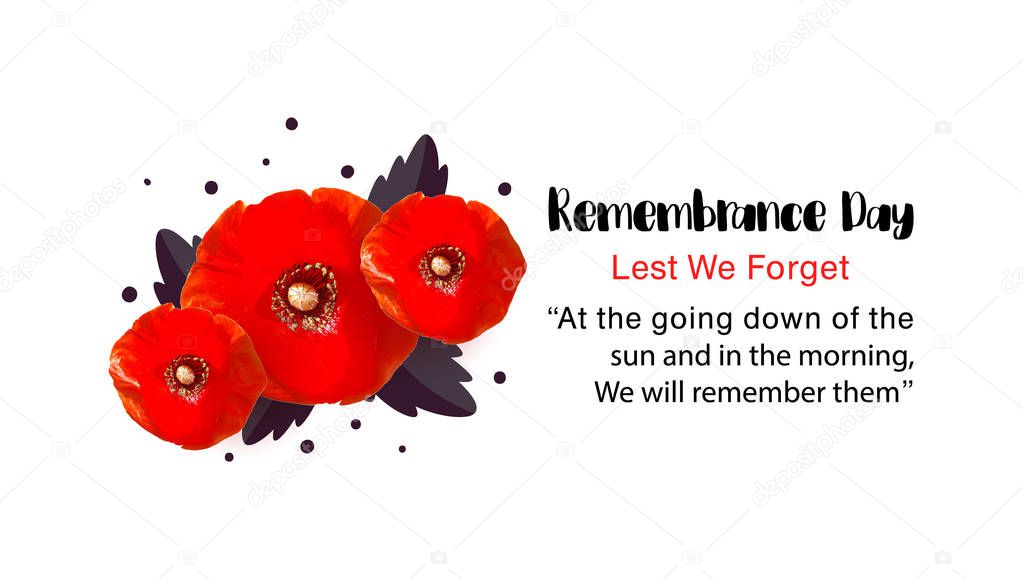 Remembrance Day vector card. Lest We forget.