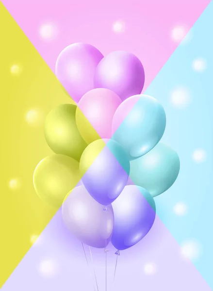 Banner de saludo creativo con un montón de globos de helio . — Vector de stock