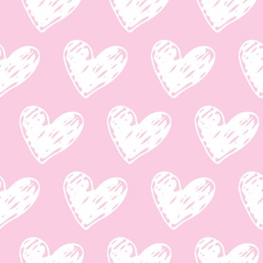 Dikişsiz el çizilen kalpler desen. Güzel mürekkep tasarım t-shirt, elbise, kumaşlar için.