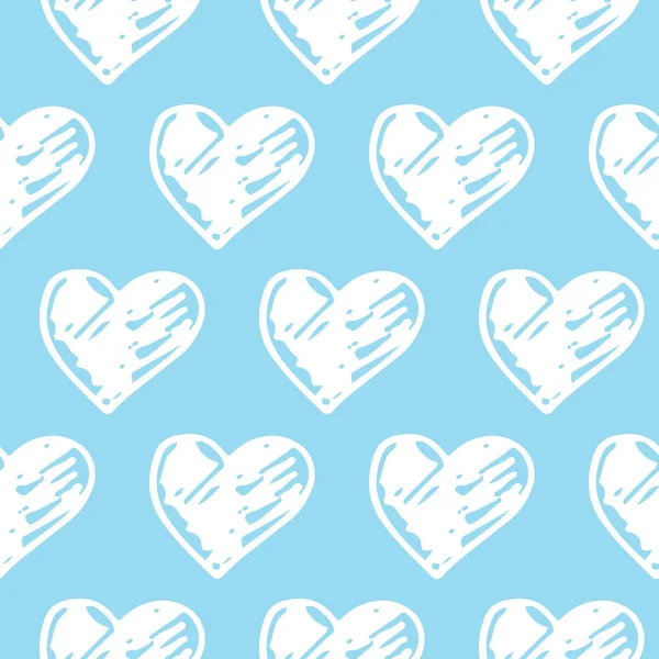 Seamless hand drawn hearts pattern. Nice Ink design for t-shirt, dress, cloths. — Stock Vector