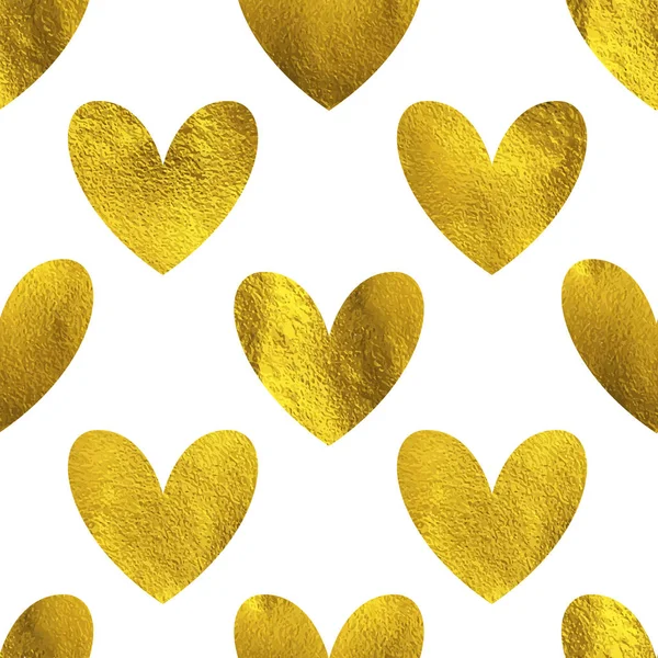 シームレスな手の描かれたゴールドの心のパターン。T シャツ、ドレス、布の黄金のきらめきインク デザイン。乱雑なバレンタインデーの背景. — ストックベクタ
