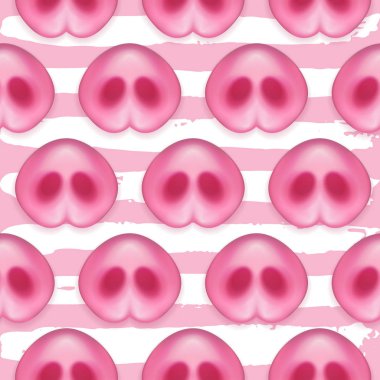 Pattern of Pigs noses. Cute Pigs Snout on hand drawn striped backdrop. Greeting icon of Chinese 2019 New Year. clipart