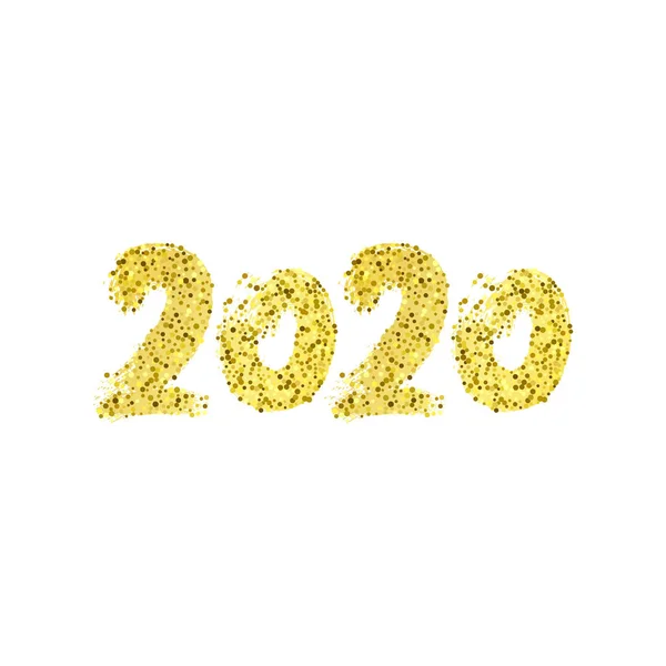 2020 ručně tažené kaligrafie. Šťastný nový rok karty. Zlatý třpyt čísla izolovaných na bílém pozadí. — Stockový vektor